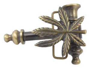 Marijuana Leaf Pipe Belt Buckle