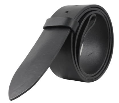 No Buckle 50mm Black Leather Belt Strap