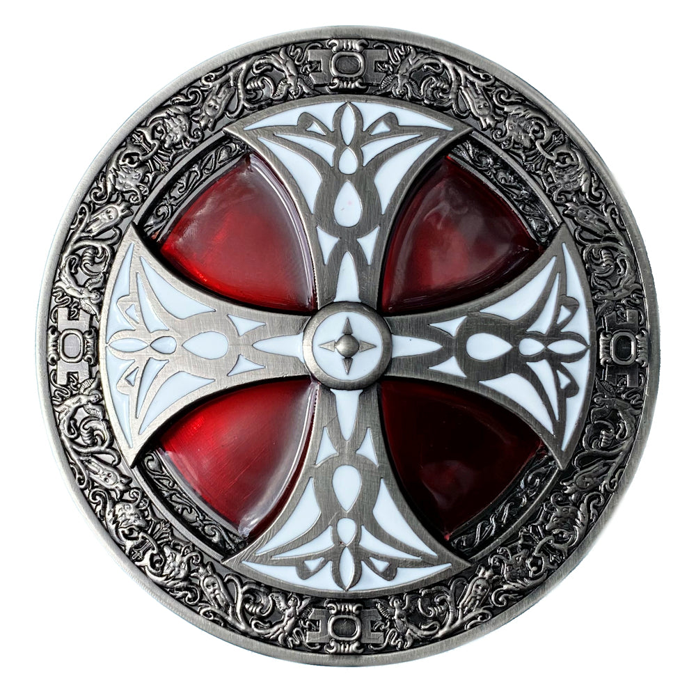 Boucle De Ceinture Celtic Cross Interchangeable 40mm - Fermoir Massif LARP Médiéval, Zamak Argenté
