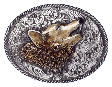 Oval Wolf Head Belt Buckle