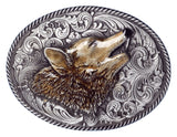 Oval Wolf Head Belt Buckle