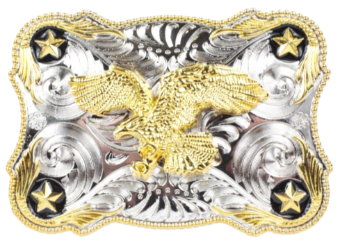 Boucle De Ceinture Eagle USA – Métal Alliage Zinc, Finition Argentée, Pour Ceinture 38 Mm