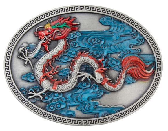 Red Chinese Dragon Belt Buckle