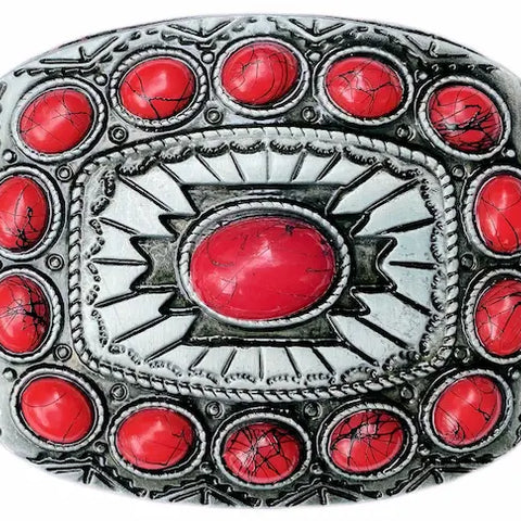 Red Imitation Stone Belt Buckle