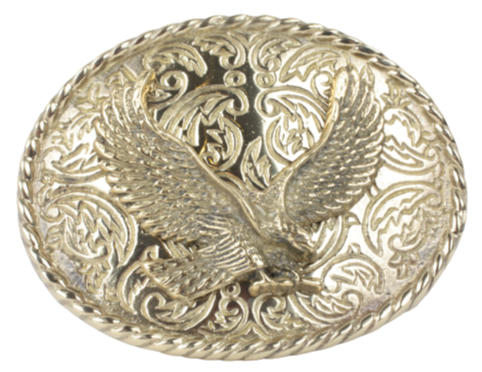 Rodeo Full Brass Eagle Oval Belt Buckle