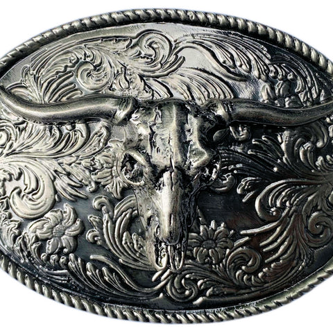Pewter Rodeo Steer Belt Buckle