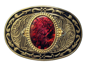 Shell Oval Red Belt Buckle