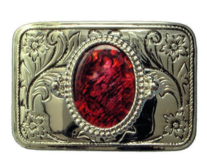 Shell Rectangle Red Belt Buckle