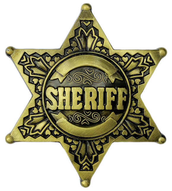 Sheriff Star Belt Buckle Brass Plated