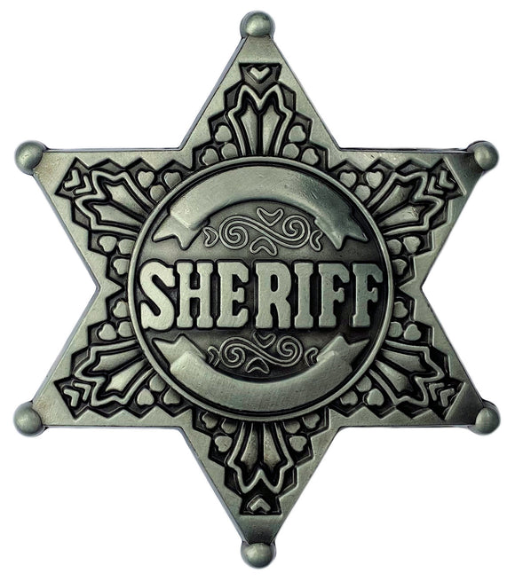 Sheriff Star Belt Buckle Pewter Plated
