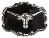 Silver Bull Black Belt Buckle
