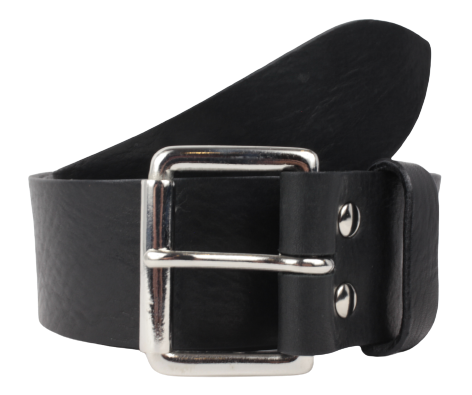 Silver Classic Roller 1 3/4 Inch Leather Belt | Full Grain Black
