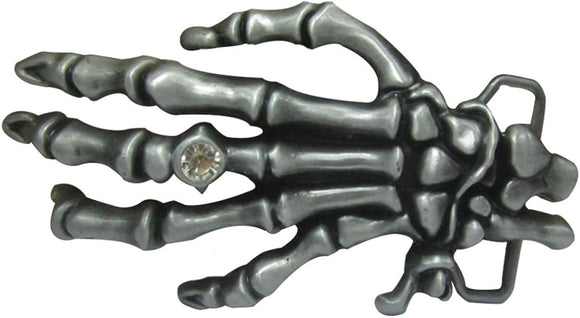 Skeleton Hand with Stone Ring Belt Buckle