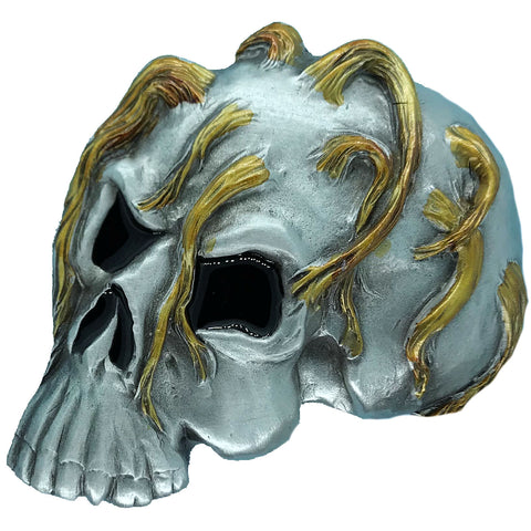 Skull with Hair Belt Buckle