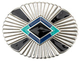 Starburst Oval Black Trophy Belt Buckle