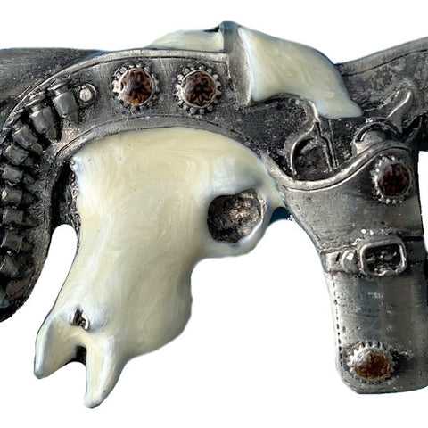 Steer Skull Six Shooter Belt Buckle