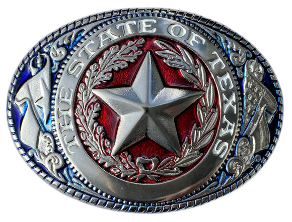 Texas Star Red White Blue Belt Buckle