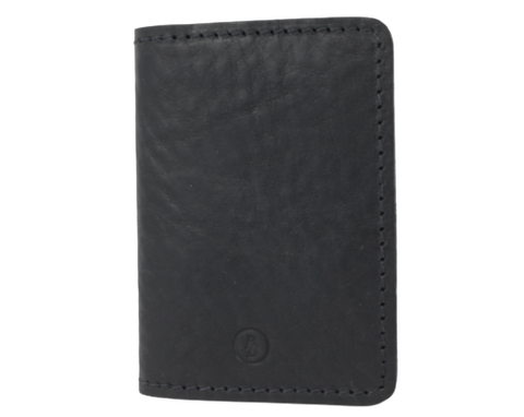 The Quad Black Full Grain Leather Slim 4 Card Wallet