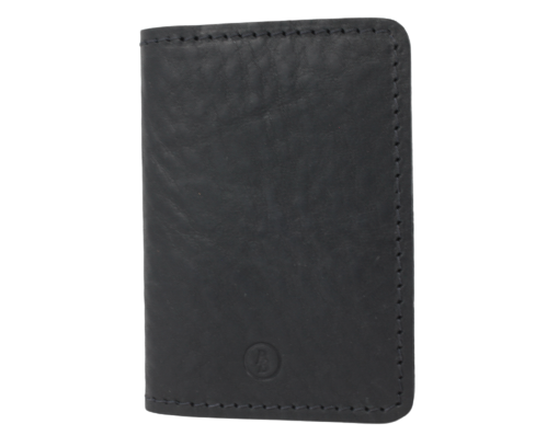 The Quad Black Full Grain Leather Slim 4 Card Wallet