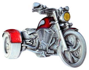 Trike Motorcycle Cut Out Red Belt Buckle