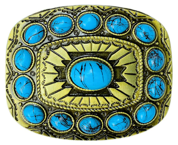 Turquoise Imitation Stone Belt Buckle