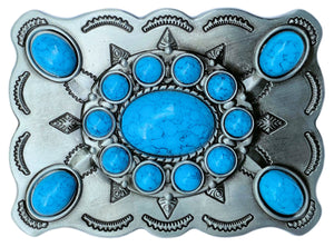 Turquoise Imitation Stone Belt Buckle