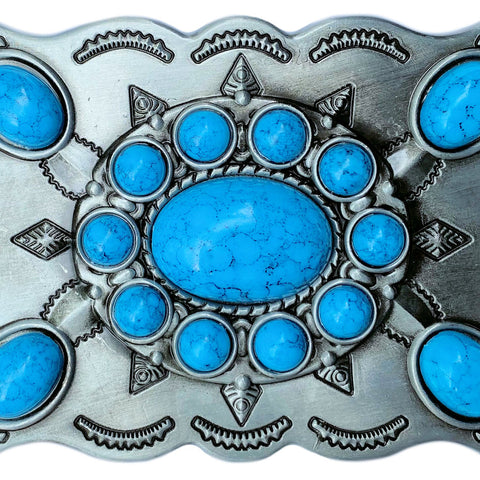Turquoise Imitation Stone Belt Buckle