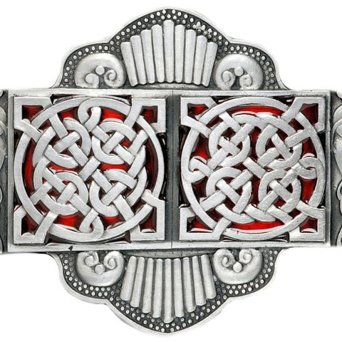 Twin Celtic Circles Red Belt Buckle