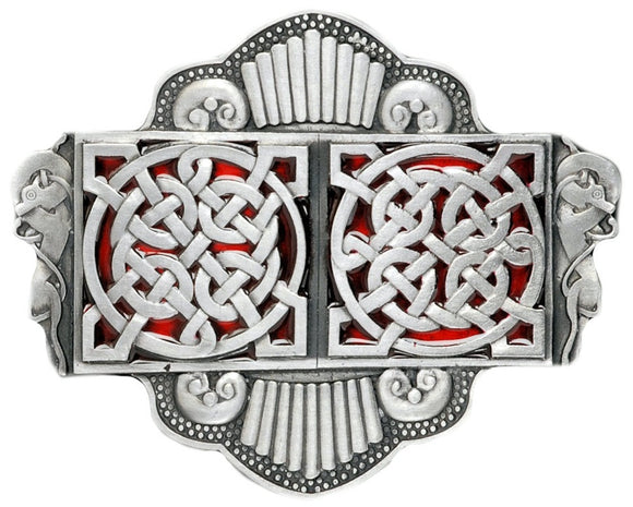 Twin Celtic Circles Red Belt Buckle