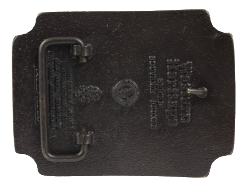 Vintage Calgary Western Heritage Solid Brass Series Souvenir Belt Buckle Back