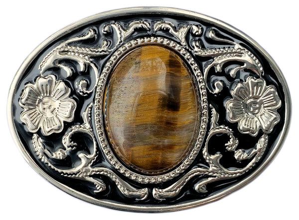 Vantage Western Tiger\'s Eyes Ornate Etched Gold Metallic Tone Belt Buckle Golden Tiger main image 3