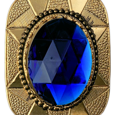 Western Bolo Tie Gold Blue Stone Cabachon