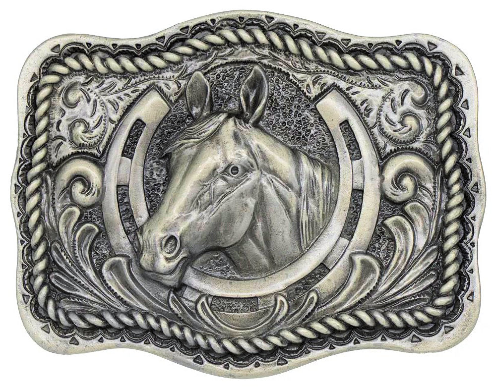 Western Horse and Horseshoe Belt Buckle – Buckle My Belt
