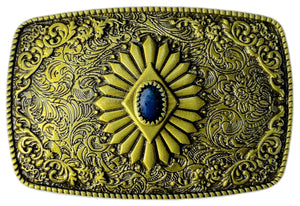 Western Rectangle Brass Plated Belt Buckle