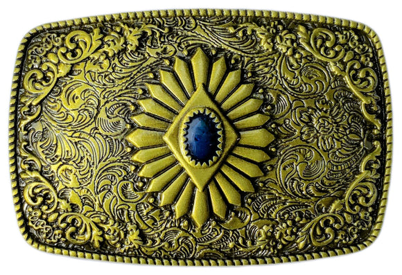 Western Rectangle Brass Plated Belt Buckle