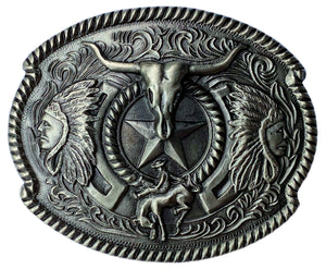 Western Rodeo Steer Trophy Belt Buckle