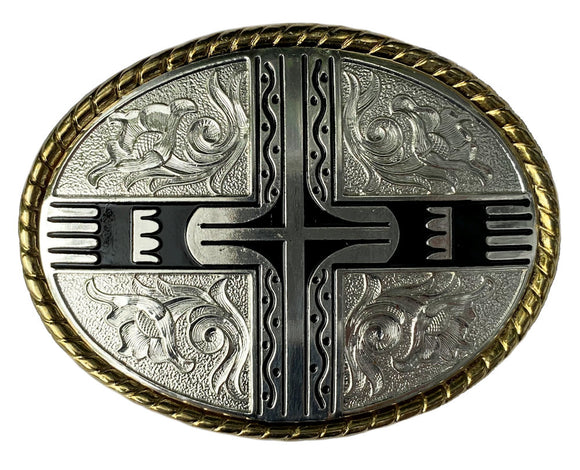 Western Rodeo Trophy Gold Silver Plated Belt Buckle