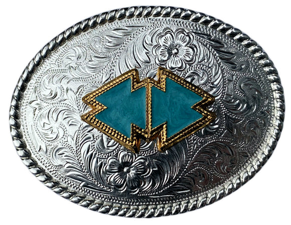 Western Silver Plated Trophy Gold Plated Aztec with Turquoise