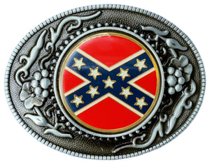 Western Style Confederate Flag Belt Buckle