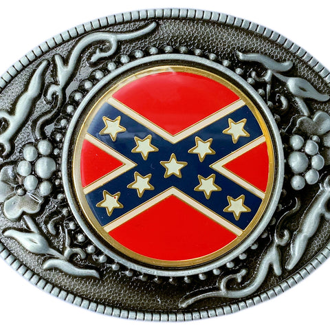 Western Style Confederate Flag Belt Buckle