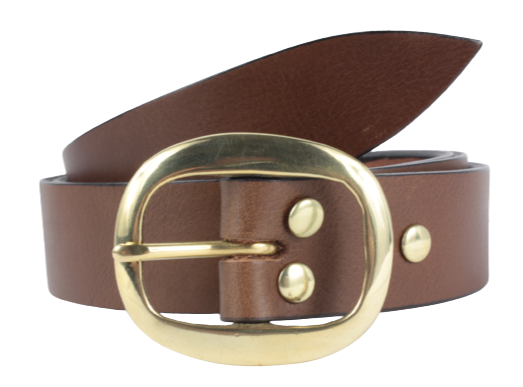Simple Belt & Buckle, Gift for Guys, Gift for Gals, Prong Buckle and Custom  Cut Leather Belt 