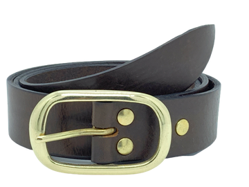 1.25 Inch Dark Brown Leather Trouser Belt