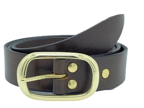 1.25 Inch Dark Brown Leather Trouser Belt