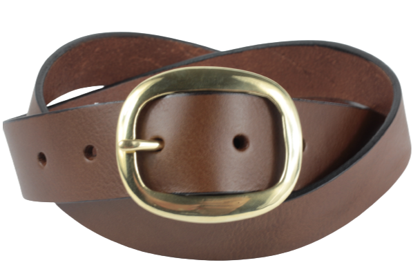 1.25 Inch Wide Brown Leather Trouser Belt