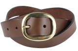 1.25 Inch Wide Brown Leather Trouser Belt