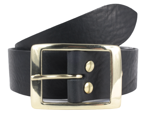 1.5 Inch Black Leather Jean Belt