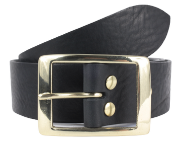 1.5 Inch Black Leather Jean Belt