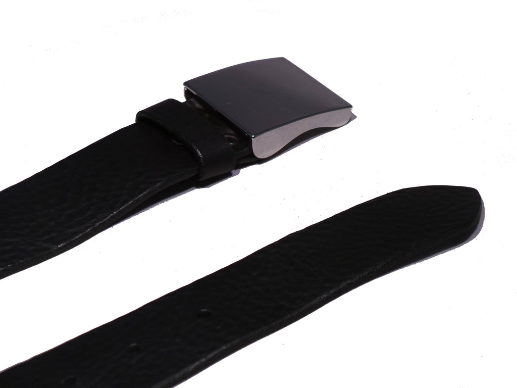 1 1/2 Inch Black Leather Trouser Belt