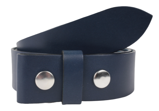 1.5 Wide Blue Leather Belt Strap with Snaps