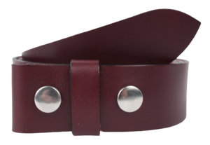 1 Inch Wide Burgundy Leather Belt Strap with Snaps